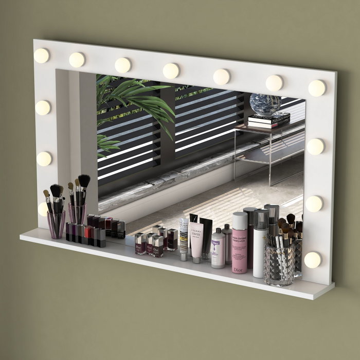 Hanah Home Mesa de Maquillaje Blanca con 13 Focos